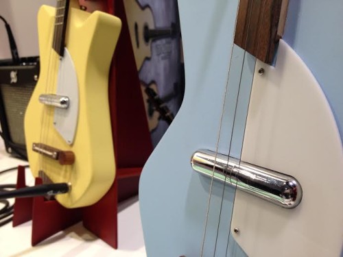 Yellow and Blue Electric Loog Guitars